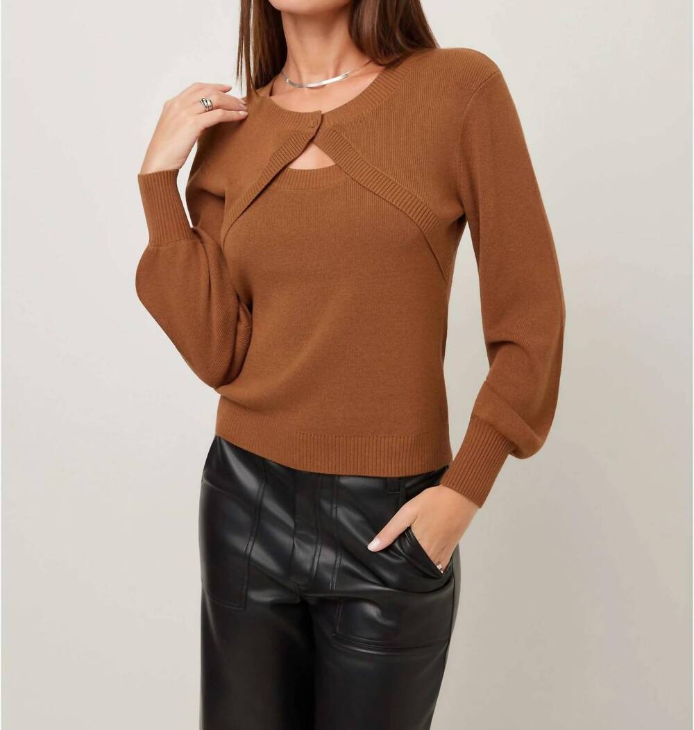 NEW FIFTEEN TWENTY amelia bolero shrug sweater in camel